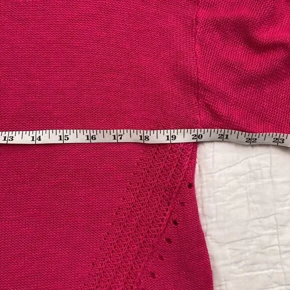 Anthropologie Knit Linen Blend Fuchsia Crewneck Sweater size XS - Picture 6 of 7
